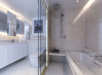 浴室兼备浸浴及淋浴配置。