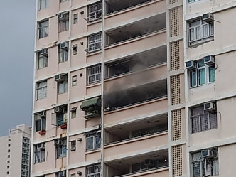 翠柳樓高層一單位冒出濃煙。圖：香港突發事故報料區 網民 Matthew To