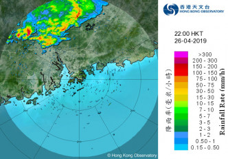 天文台指廣東雷雨帶可能晚間影響沿岸。天文台雷達圖