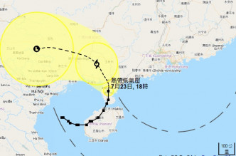 天文台预测热带低气压与香港保持约400公里以上距离