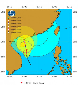 天文台料热带风暴趋向海南岛东部一带。