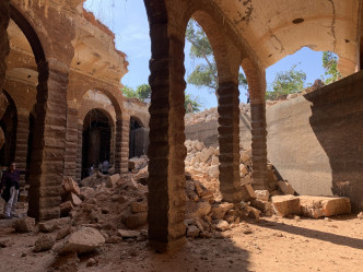主教山配水庫部份古羅馬式建築受損。資料圖片