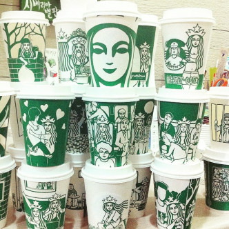 南韓一位藝術家將Starbucks紙杯改造成藝術品。 fseo IG圖片