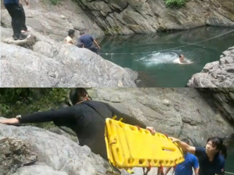 澳门留学生在武潭瀑布戏水时溺毙。网图