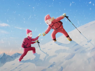 麦兜与女友爬雪山。影片截图