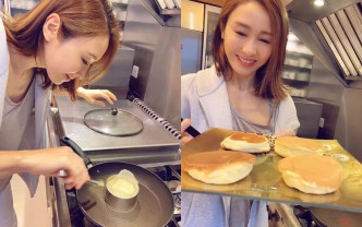 黎姿化身「美女廚神」炮製幸福pancake。