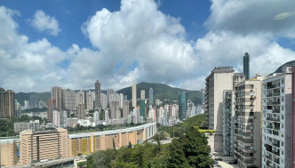 放盘景观开扬，外望跑马地马场及附近山景。