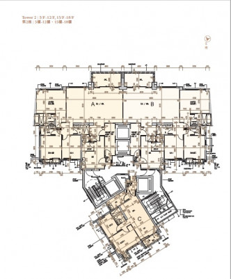 St. George’s Mansions标准楼层采1层3伙设计。