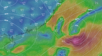 美國預報料另外一個風暴會在台灣附近東移。網上圖片