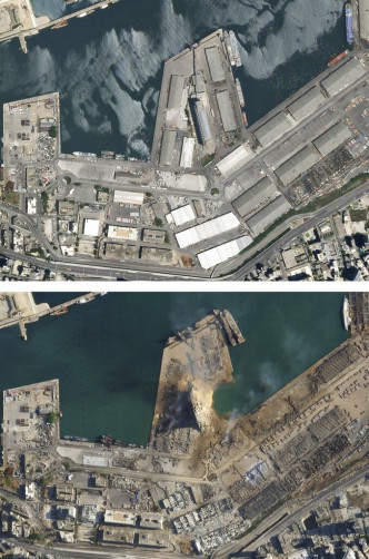 贝鲁特港口一带设施毁灭。AP图片