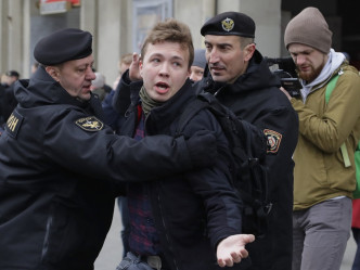异见记者普罗塔塞维奇于客机迫降后被捕。AP资料图片