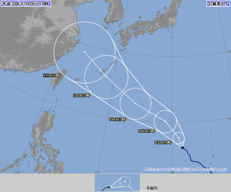 日本氣象廳預測瑪莉亞會以接近200公里時速風力，正面吹襲沖繩。