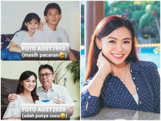 Puspa Dewi贴出与丈夫27年前后的对比照片。网图