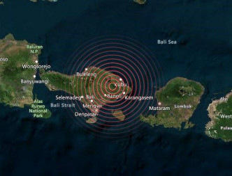 峇里岛清晨发生黎克特制4.8级地震。网图