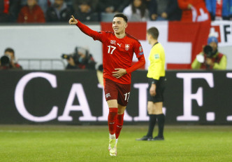 鲁宾华加斯攻入一球，助瑞士4:0大炒保加利亚。 Reuters
