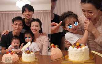 宝贝女4岁生日，吴若希集最爱的家人一起庆祝。