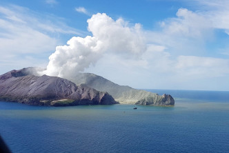 紐西蘭北島對開懷特島發生火山爆發。AP圖片