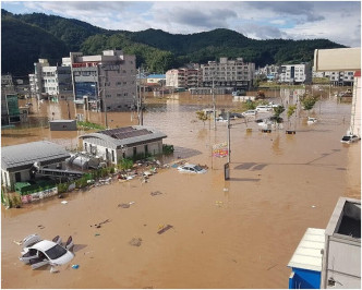 盈德郡有城市被洪水淹没。