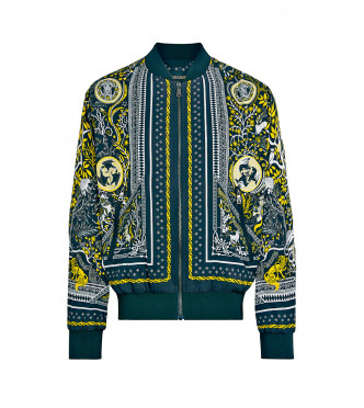 Roberto Cavalli圍巾印花Bomber Jacket/$13,995/Swank。