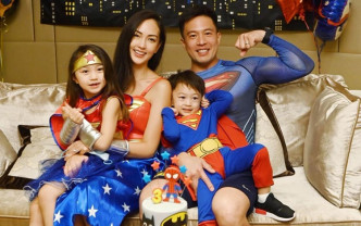 Jessica C.一家四口开超级英雄派对，祝父亲节及囝囝3岁生日。