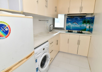 厨房保养不俗，设有厨柜、炉具及洗衣机等配备。