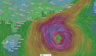 美國預報（GFS）本周末有熱帶氣旋形成靠近華南沿岸。網上圖片