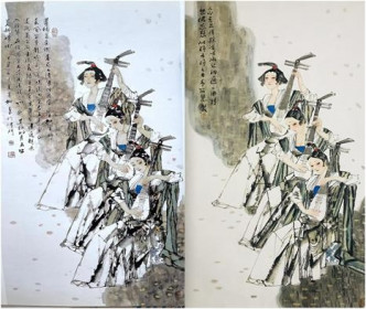 马寒松作品（左）与王筱丽作品（右）对比。