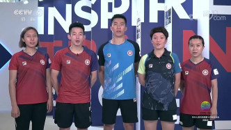 東奧乒乓女團銅牌及男乒乓球員宣傳全運會。新華社圖片