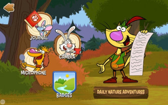 Nature Cat’s Great Outdoors主頁可選擇不同的任務和遊戲。
