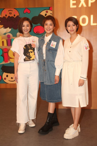 高海宁、单文柔和蔡思贝齐为儿童节目录影。