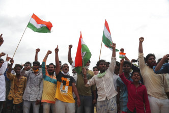 印度爆發反華示威。AP圖片