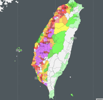 台灣西半部空氣達到非常不健康。
