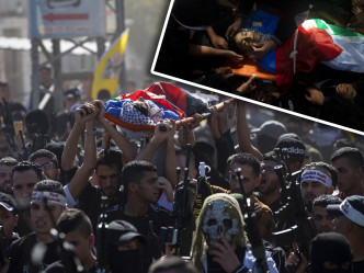 巴勒斯坦民眾為少年舉殯。美聯社圖片