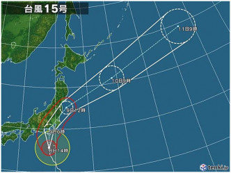 台风「法茜」直扑日本。日本气象协会图