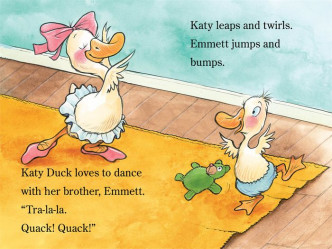 《Katy Duck Makes a Friend》内容简单，适合幼稚园学生。