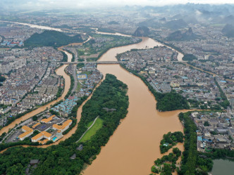 廣西桂林發生洪澇災害。(新華社圖片)