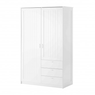 MUSKEN白色双门衣柜组合，配备活动层板，可按需要调整贮物空间。