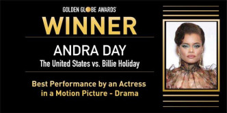 Andra Day憑《United States vs. Billie Holiday》奪音樂或喜劇組影后。