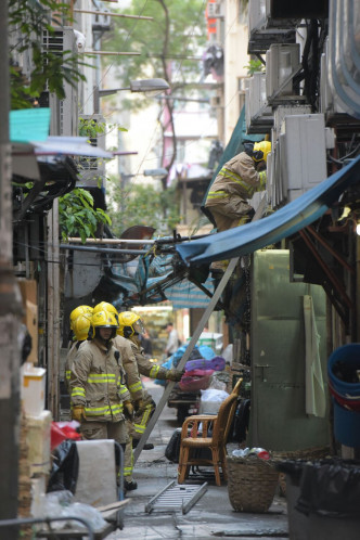 旺角砵蘭街大廈火警。黃文威攝