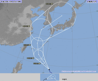 日本氣象廳預測路徑