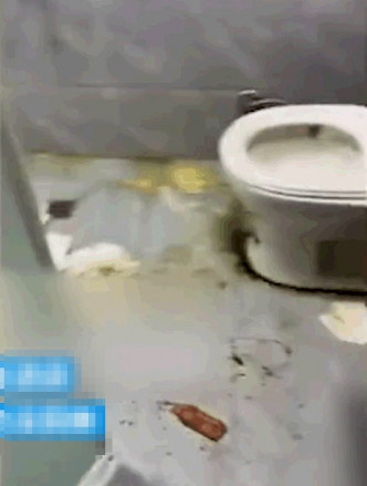 厕所同样遍地污渍。网图