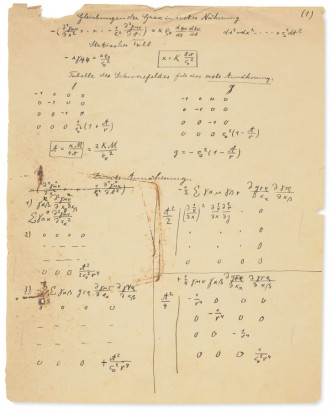 爱因斯坦相对论的手稿。互联网图片