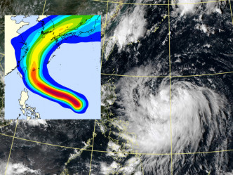 风暴米娜靠近台湾。小图:天文台图片/台湾中央气象局图片