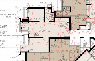 2座标准楼层J室，面积450方尺，属两房则王单位，厅区采长形，睡房则分设两边。
