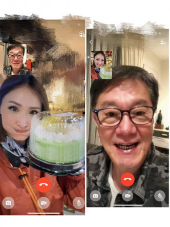 陈贝儿在当地过生日，只能透过视像和家人庆祝。