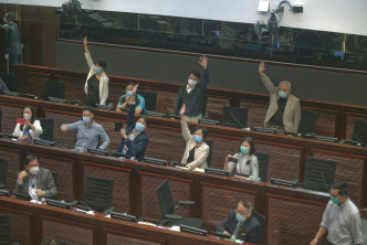 建制派议员举手表决支持马逢国做副主席。陈浩元摄