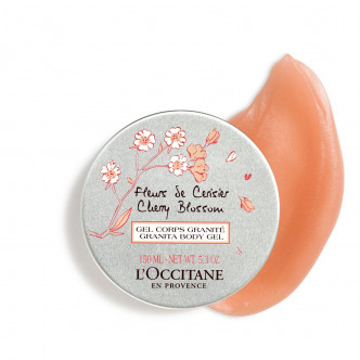 L'occitane櫻花潤膚啫喱/$250，可保濕及柔軟肌膚，塗上櫻花香氣的潤膚啫喱後，會轉化成水珠融入肌膚，綻放自然珠光。