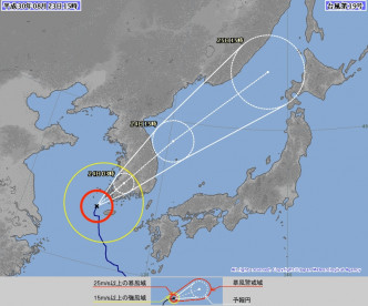台风「苏力」将会掠过南韩进入日本海。日本气象厅