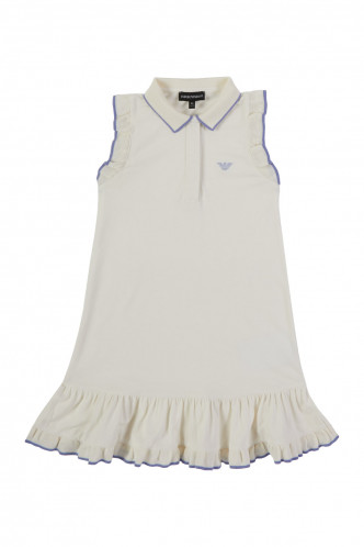 無袖Polo Shirt Dress/$1,800/Emporio Armani，裙襬飾以Ruffles設計添注柔美氣息。