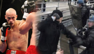 前轻重量级冠军拳手德廷格示威者挥拳攻击警员。网上图片